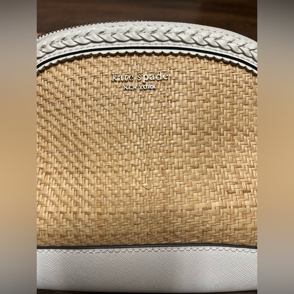 Kate Spade New York Reiley Straw Dome Saffiano Leather Trim Crossbody Handbag - Picture 10 of 10